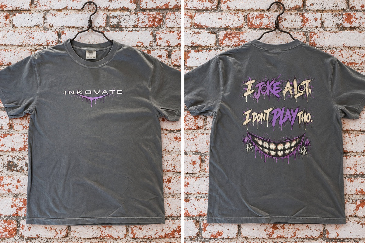 I Joke a Lot, I Don’t Play Tho T-Shirt front and back mockup
