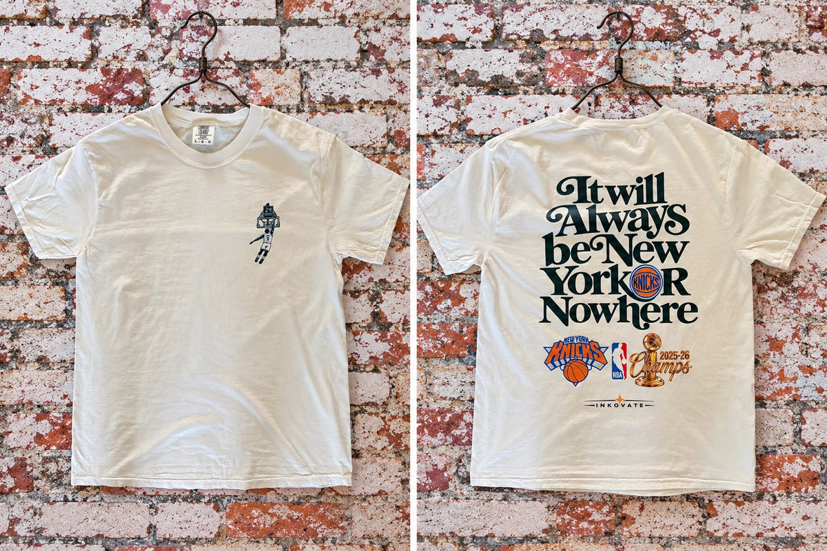 New York or Nowhere — Ivory Graphic T-Shirt front and back mockup